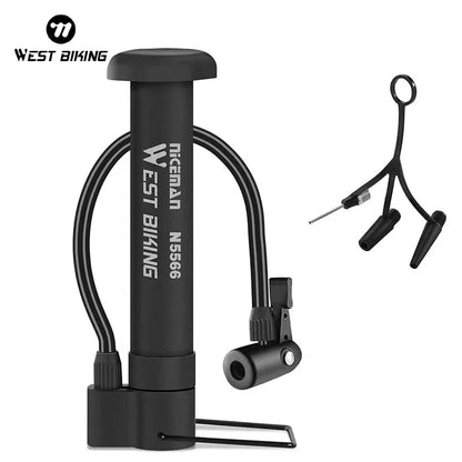 WEST BIKING 80 PSI MTB Floor Pump – Manual Bicycle & Ball Inflator with Schrader Valve