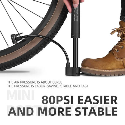 WEST BIKING 80 PSI MTB Floor Pump – Manual Bicycle & Ball Inflator with Schrader Valve